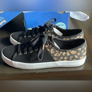Keds Kickstart 50/50 Canvas/ Leopard black sneaker size 8.5